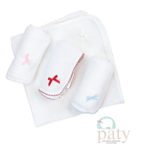 Load image into Gallery viewer, Paty Knit Receiving / Swaddle Blanket with bow #107
