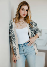 Load image into Gallery viewer, Beige &amp; Grey Damask Cardigan
