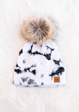 Load image into Gallery viewer, White &amp; Black Tie Dye Pom Hat
