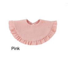 Load image into Gallery viewer, Muslin Ruffle Baby Bib in Pink
