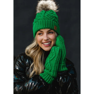 Kelly Green Cable Knit Mittens 140