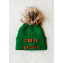 Load image into Gallery viewer, Green Merry &amp; Bright Knit Pom Pom Hat 521
