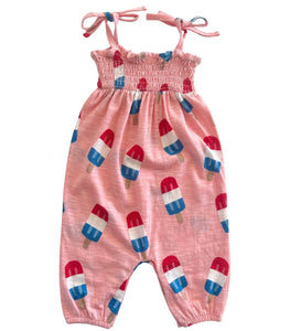 Popsicle Pink / Organic Smocked Jumpsuit (Baby - Kids)