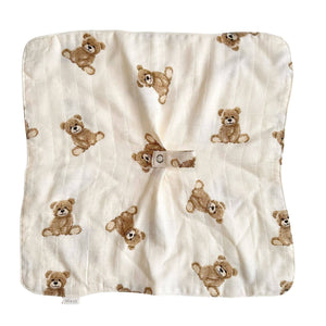 Pacifier Blanket Holder Bamboo Muslin (Teddy Bear)
