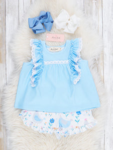 Light Blue Chickadee Bloomers Outfit