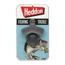 Load image into Gallery viewer, Heddon Fishing &amp; Tackle Wooden Wall Bottle Opener
