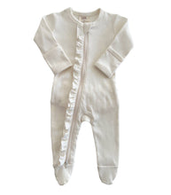 Load image into Gallery viewer, Ivory / Organic Ribbed Frill Zip Footie (Baby - Kids)
