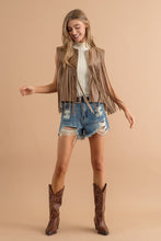 Load image into Gallery viewer, Faux Leather Fringe Waist Vest in Brown
