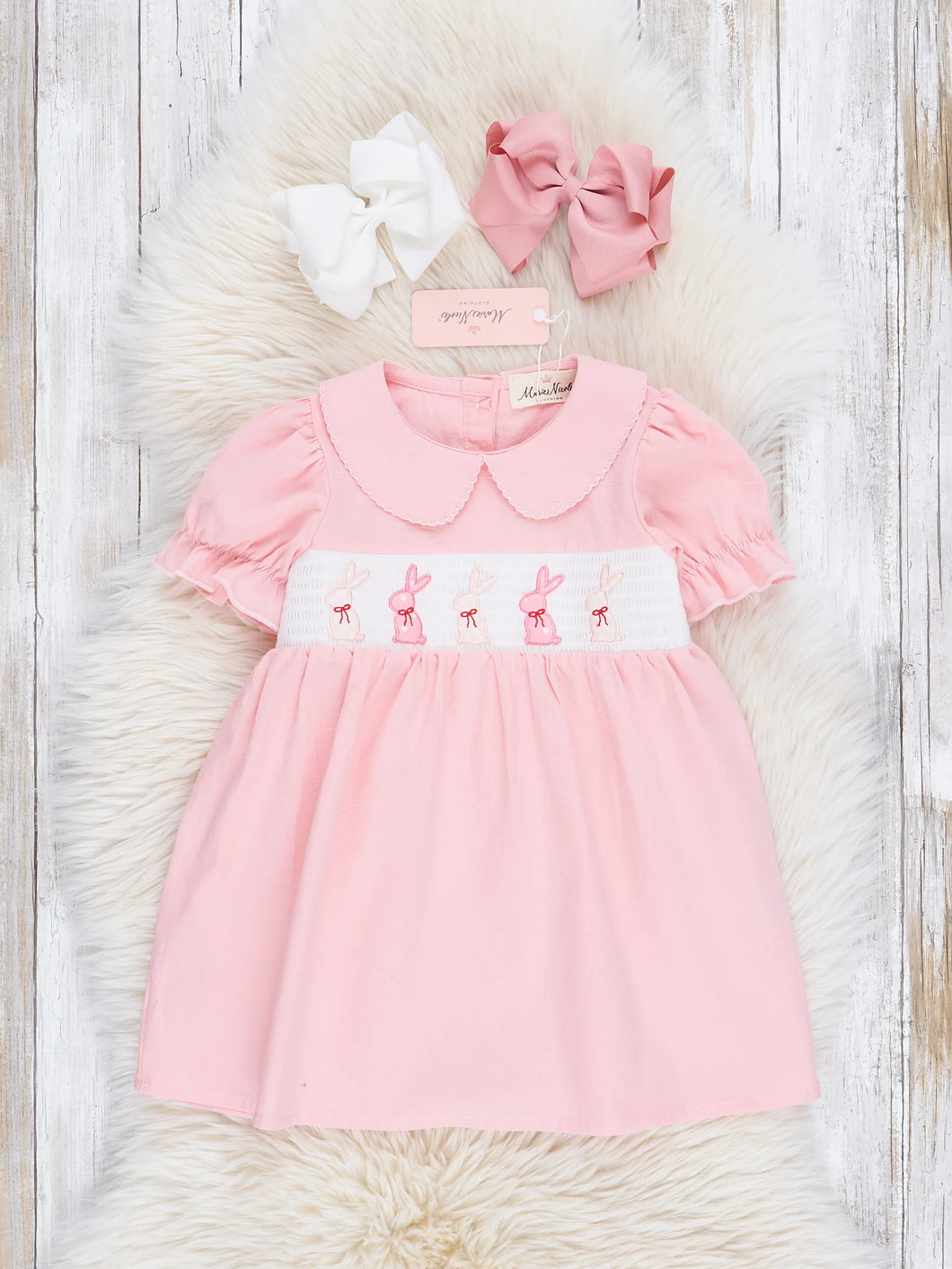 Soft Pink Smocked Bunny Dress