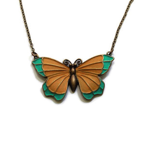 Mustard & Turquoise Butterfly Connector Necklace