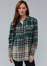 Load image into Gallery viewer, Green, Black &amp; White Plaid Flannel
