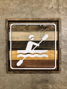 Rustic Kayaking Recreational Sign 12x12