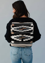 Load image into Gallery viewer, Black, Gray, Brown &amp; Cream Aztec Backpack
