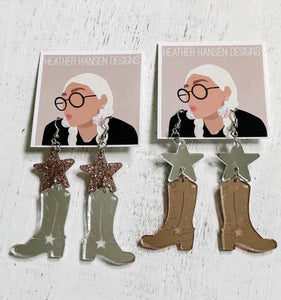 Spaced Out Cowgirl Boot Earrings