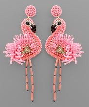 Load image into Gallery viewer, Fancy Flamingo Beaded Earring
