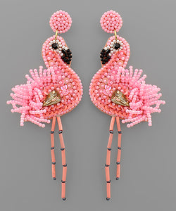 Fancy Flamingo Beaded Earring